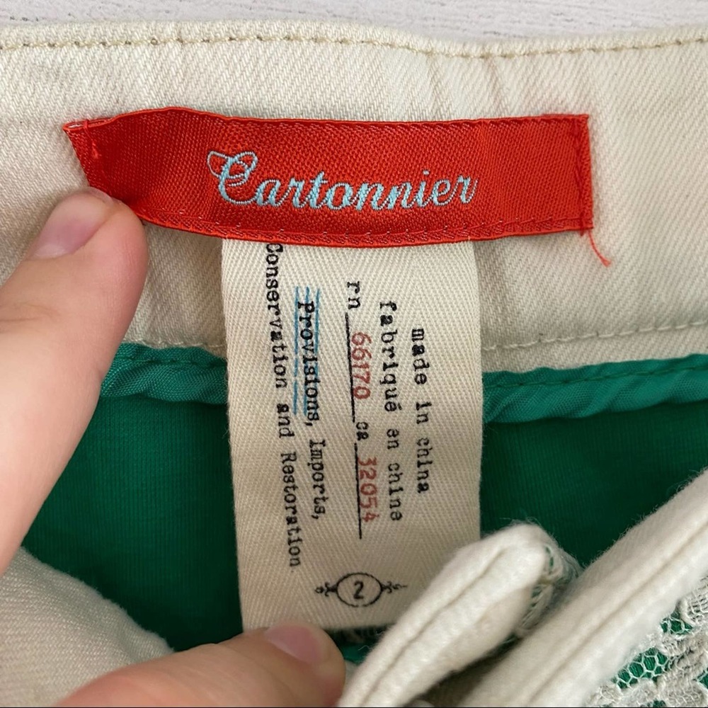 Green Patterned Jean Shorts - Picture 3 of 10